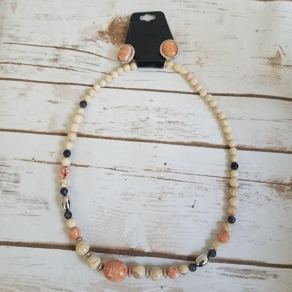 Matching Vintage Necklace Clip Back Earring Set